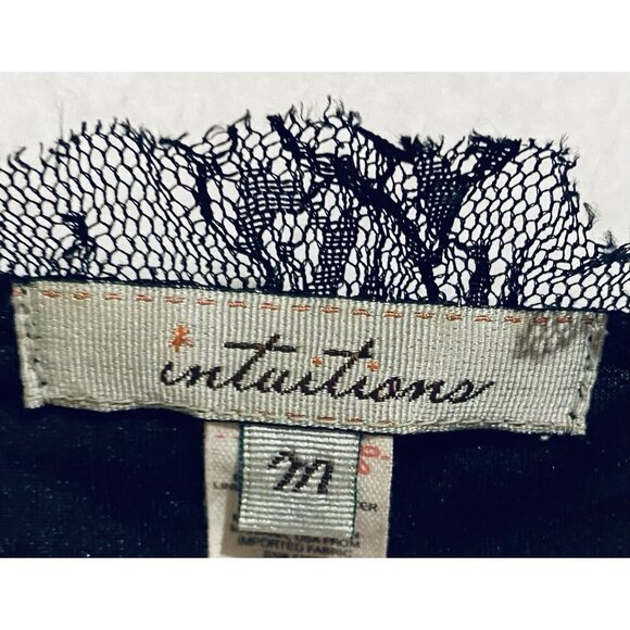 Intuitions Top Womens Medium Black Lace Scoop Neck Sleeveless Whimsigoth Y2K - Picture 5 of 8